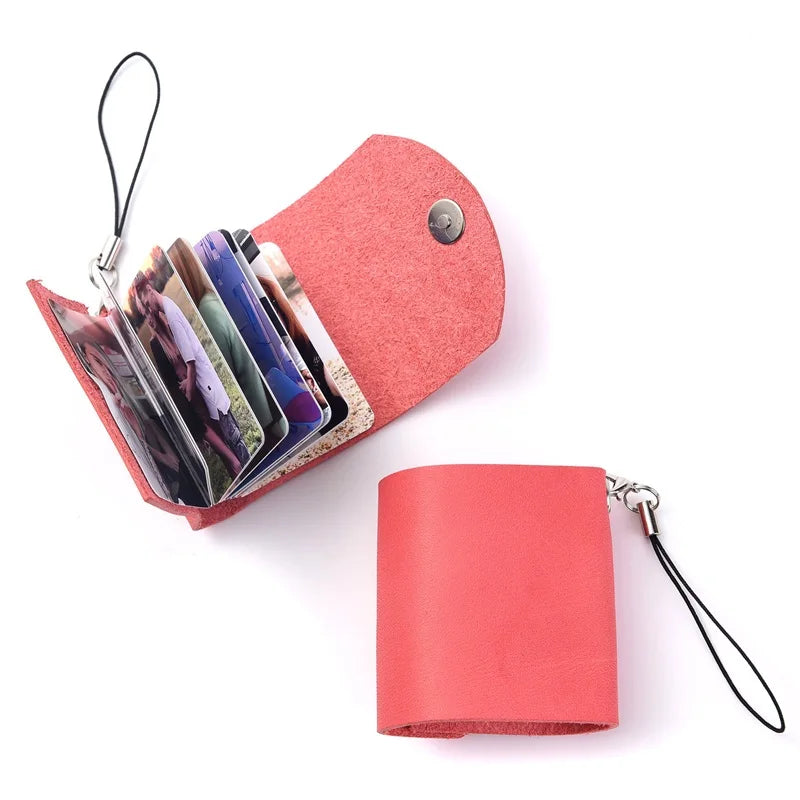 10-12PCS Personalized Custom Photos Album Keychain Customized Pictures Real Leather Mini Photo Album Keyring for Jewelry Gift