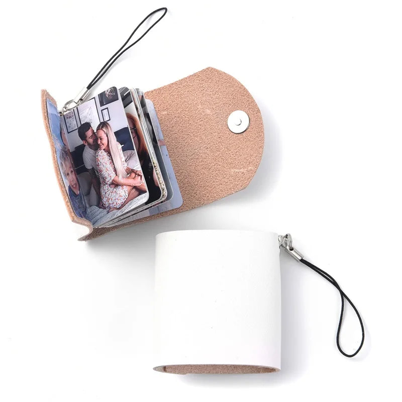10-12PCS Personalized Custom Photos Album Keychain Customized Pictures Real Leather Mini Photo Album Keyring for Jewelry Gift