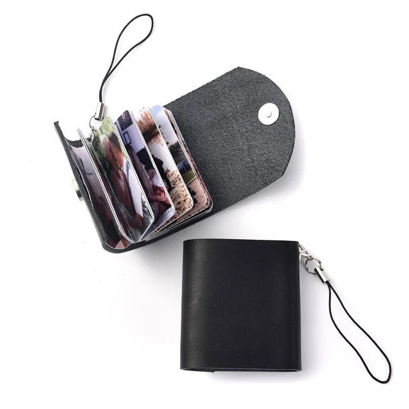 10-12PCS Personalized Custom Photos Album Keychain Customized Pictures Real Leather Mini Photo Album Keyring for Jewelry Gift