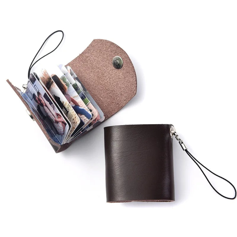 10-12PCS Personalized Custom Photos Album Keychain Customized Pictures Real Leather Mini Photo Album Keyring for Jewelry Gift