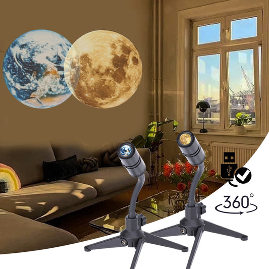 2 In 1 Star Projector Earth And Moon Projection Lamp 360 Rotating Bracket USB Led Night Light For Bedroom Decoration 40-220g
