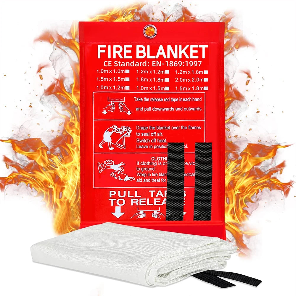 1/1.2/1.5/2M Fire Blanket Fighting Fire Extinguishers Tent Boat Emergency Blanket Survival Fiberglass Fire Shelter Safety Cover