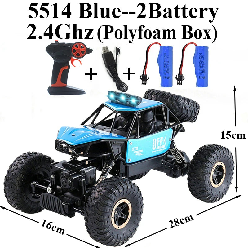 1:18 Alloy Rock Crawler 4WD Off-Road RC Car 2.4G 4x4 Drive Climbing Remote Control Car Toys for Children Boys Gifts 5514