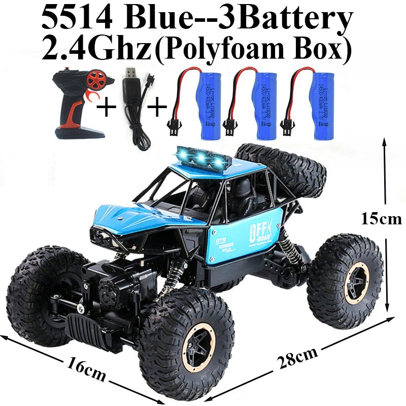 1:18 Alloy Rock Crawler 4WD Off-Road RC Car 2.4G 4x4 Drive Climbing Remote Control Car Toys for Children Boys Gifts 5514