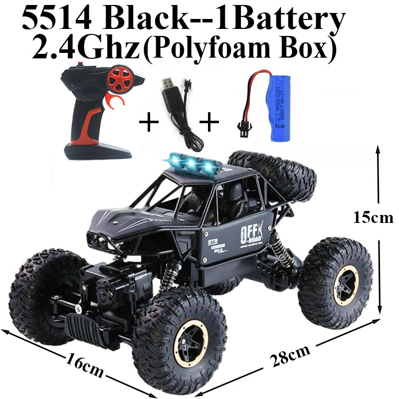 1:18 Alloy Rock Crawler 4WD Off-Road RC Car 2.4G 4x4 Drive Climbing Remote Control Car Toys for Children Boys Gifts 5514