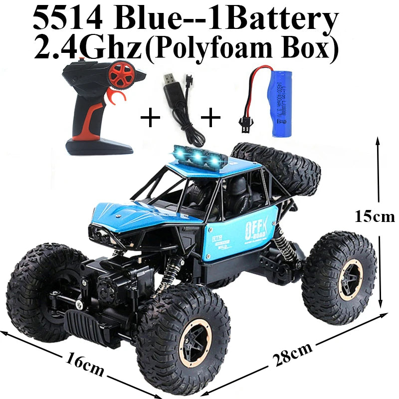 1:18 Alloy Rock Crawler 4WD Off-Road RC Car 2.4G 4x4 Drive Climbing Remote Control Car Toys for Children Boys Gifts 5514