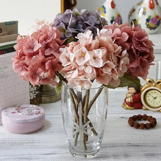 1 Bundle Silk Hydrangea Autumn Vase for Home Decor Christmas Decorative Wedding Bridal Bouquet Wall Set Artificial Flowers Cheap