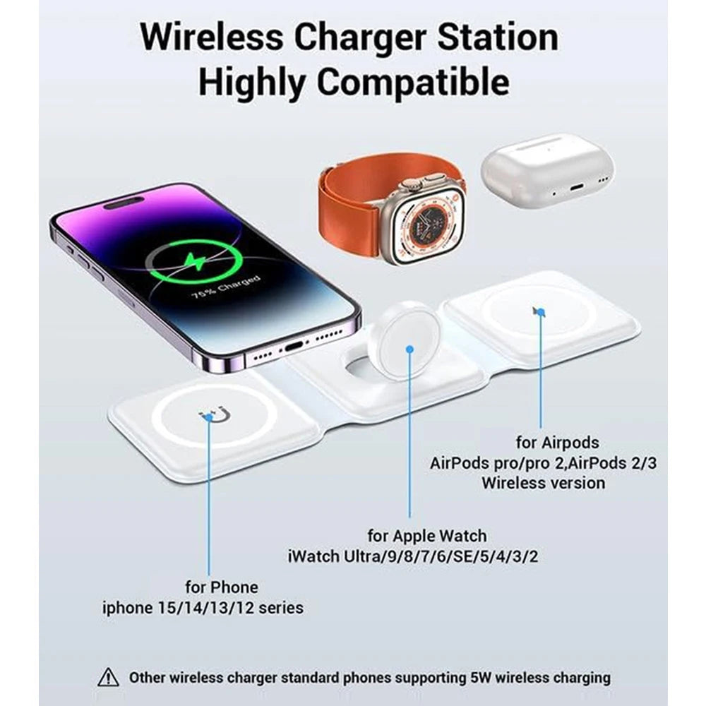 100w 3 in 1 faltbarer kabelloser Ladegerät ständer für iPhone 15 14 13 12pro max Airpods iwatch schnelle kabellose Ladestation