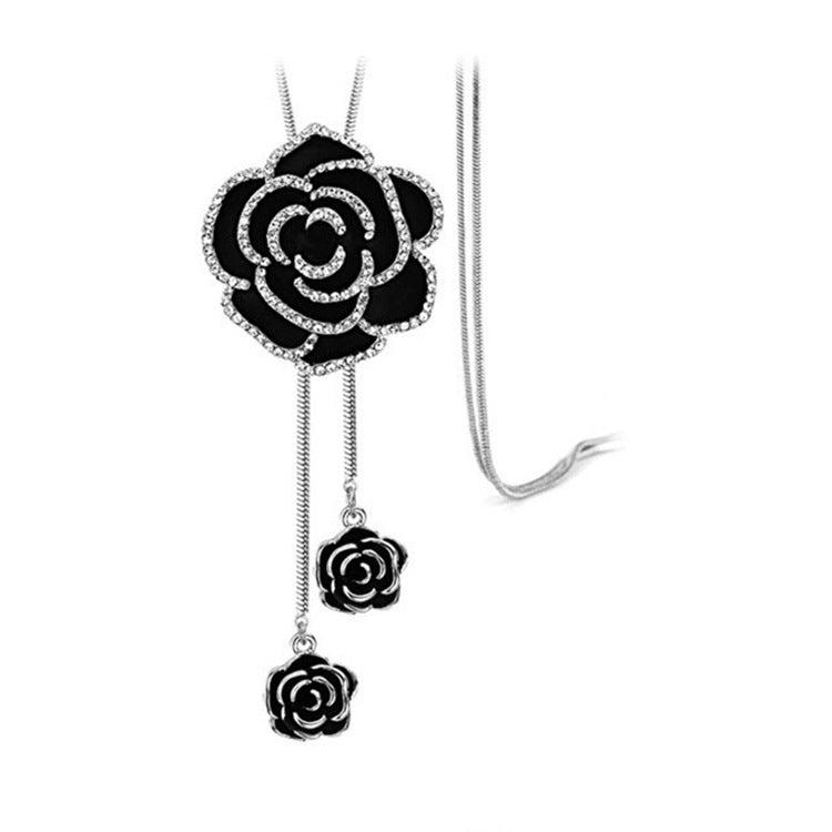 Rose temperament long necklace sweater chain