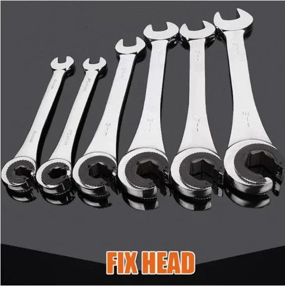 12pcs/set Tubing Ratchet Wrench Tubing Ratchet Combination Wrenches Flex/Fix Head Open End Wrench Oil Spanners