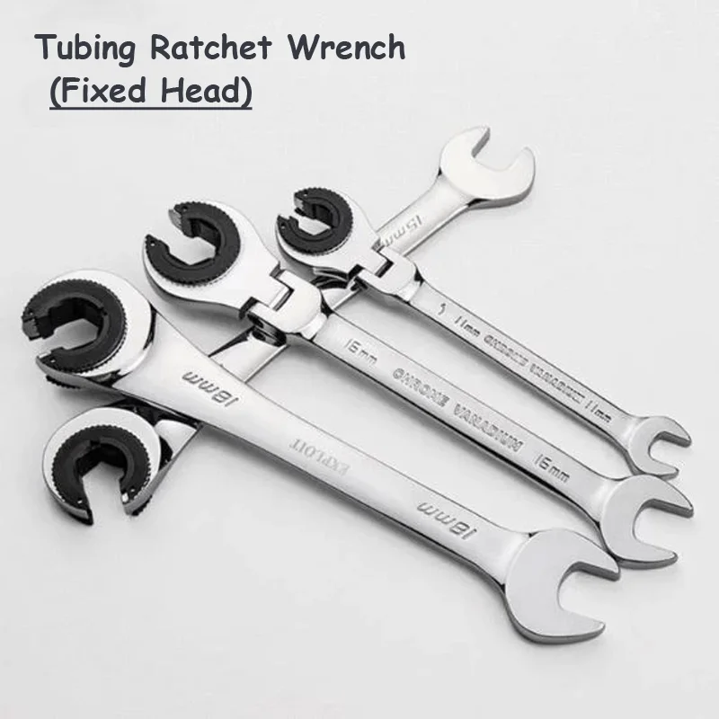 12pcs/set Tubing Ratchet Wrench Tubing Ratchet Combination Wrenches Flex/Fix Head Open End Wrench Oil Spanners