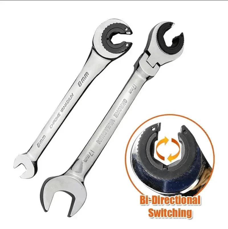 12pcs/set Tubing Ratchet Wrench Tubing Ratchet Combination Wrenches Flex/Fix Head Open End Wrench Oil Spanners