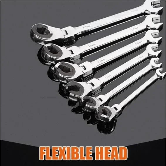 12pcs/set Tubing Ratchet Wrench Tubing Ratchet Combination Wrenches Flex/Fix Head Open End Wrench Oil Spanners