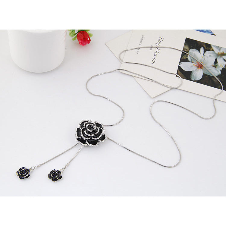 Rose temperament long necklace sweater chain