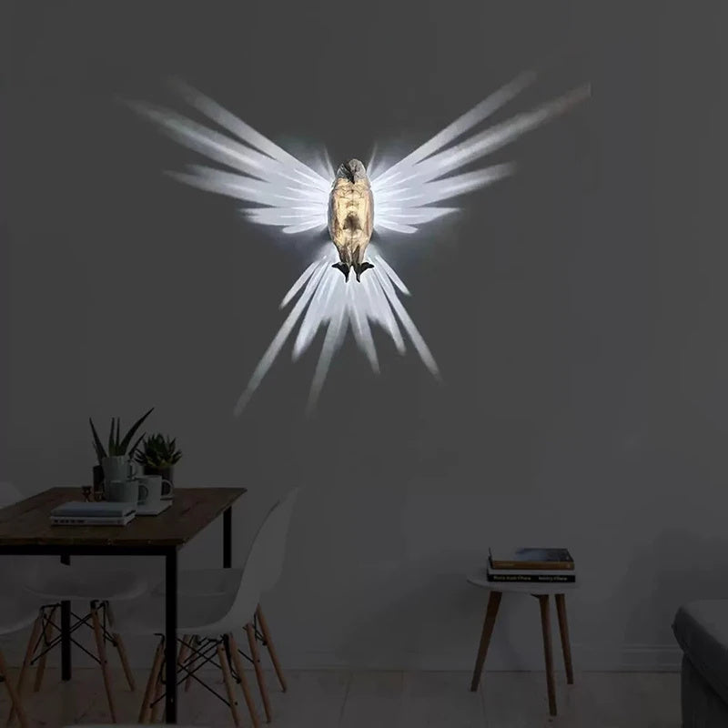 Price 7.27 usd weight 320g Modern Creative Bird Wall Lamp Owl Eagle Shape Projector Atmosphere Sconce Light 3D Print Body Animal Lighting Lustre Home Decor