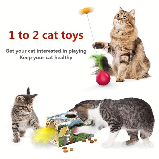1 To 2 Cat Toys Cat Stick Cat Tumbler DIY Cat Toy A Turnip Shaped Cat Stick DIY Cat Hole Cutting Toy 305g