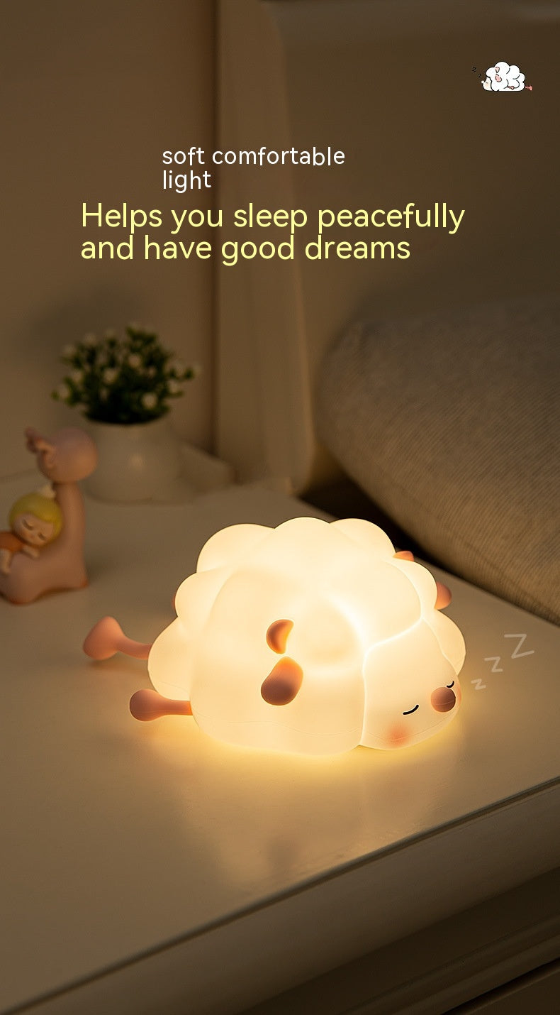 Sheep Silicone Pat Little Night Light Lovely Bedroom Lamp Home Decor 226g