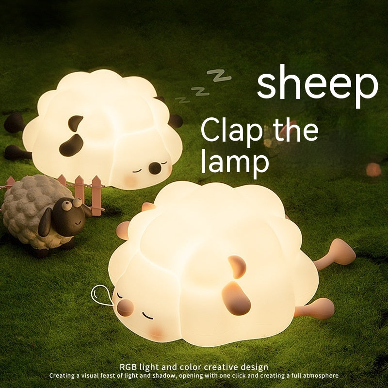 Sheep Silicone Pat Little Night Light Lovely Bedroom Lamp Home Decor 226g