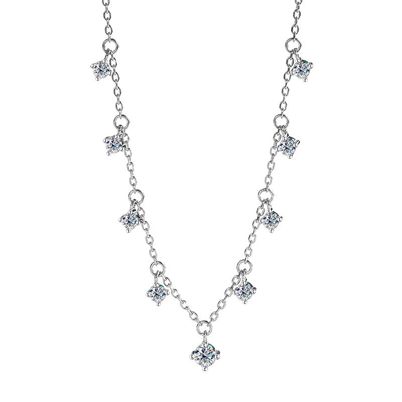 Shining Moissanite Clavicle Chain Jewelry 13g