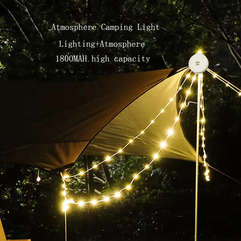 2-in-1 Camping Licht LED Rolle Lichterketten Outdoor USB Camping Lampe recycelbare LED Atmosphäre Licht für Garten Zelt Raum dekor