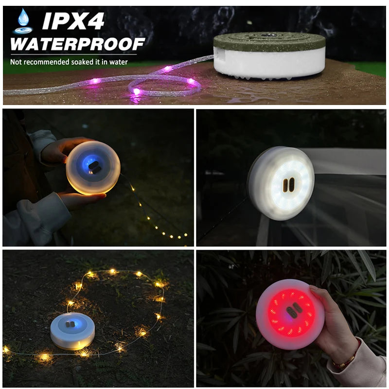 2-in-1 Camping Licht LED Rolle Lichterketten Outdoor USB Camping Lampe recycelbare LED Atmosphäre Licht für Garten Zelt Raum dekor