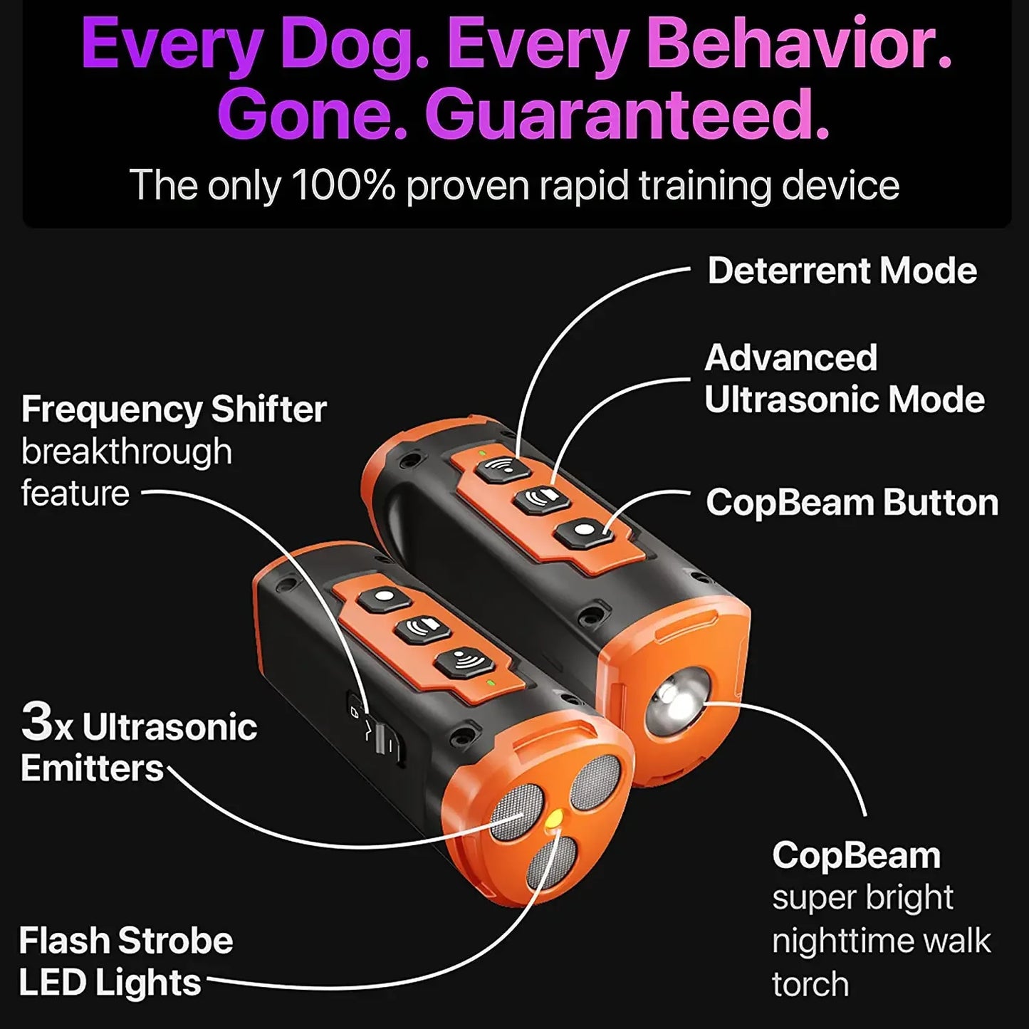 2023 Release Pet Dog Repeller Ultrasonic Dog Training Device Rechargeable Anti Dog Bark Deterrent Device With LED Flashlight