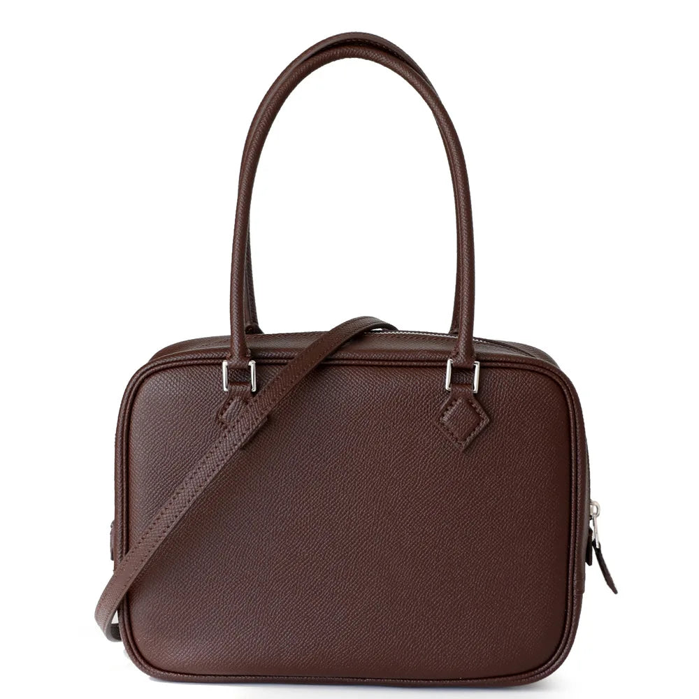2024 Genuine Leather Plume Women's Bag Luxury Design Vintage Burgundy Red Square Bag Real Leather Commuting Ladies Hand Bags
