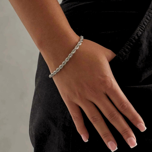 WOMENS ROPE BRACELET [WHITE GOLD] 5MM