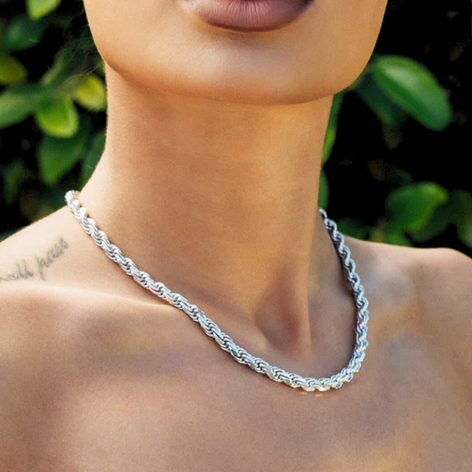 WOMENS ROPE CHAIN [WHITE GOLD] 5MM