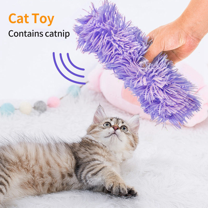 Plush Cat Chew Toy Catnip Self-hi Bite Toys Strip Pillow 100g