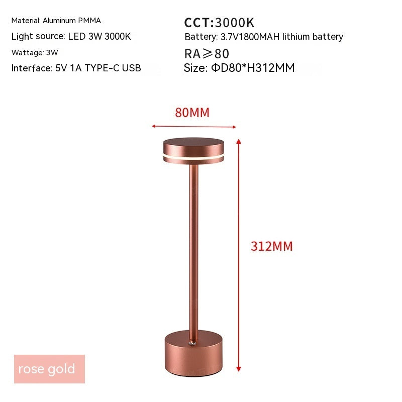 Price 7.66 usd weight 450g Aluminum Alloy Bar Frisbee Table Lamp USB Touch Switch Rechargeable Light