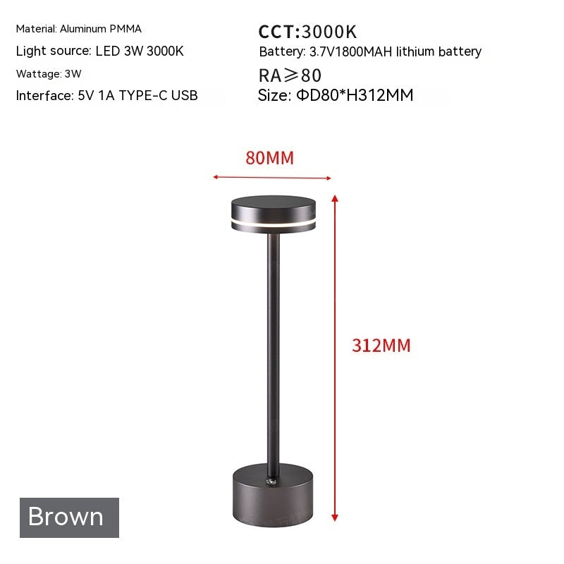 Price 7.66 usd weight 450g Aluminum Alloy Bar Frisbee Table Lamp USB Touch Switch Rechargeable Light