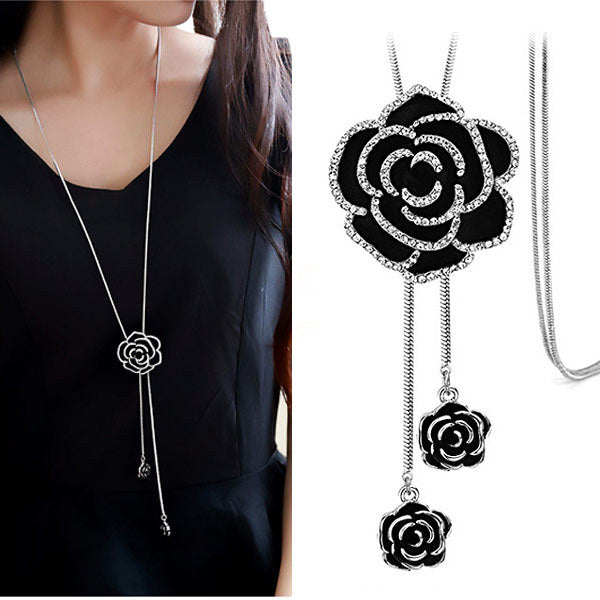 Rose temperament long necklace sweater chain