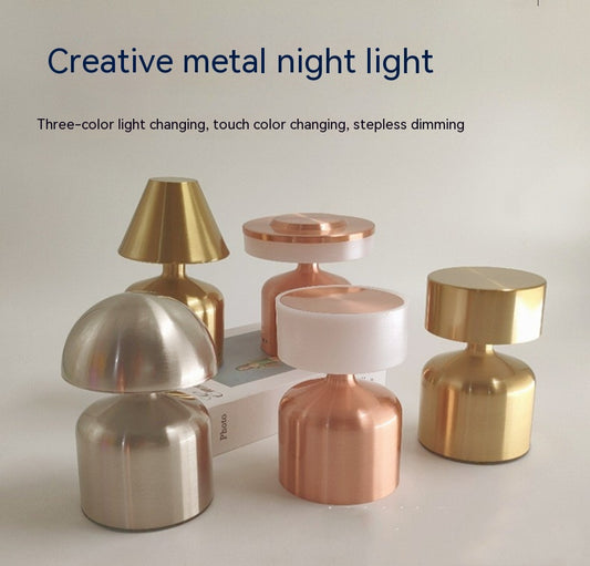 Mini Metal Table Lamp Retro Charging Lamp Creative Dumbbell Night Light 370g