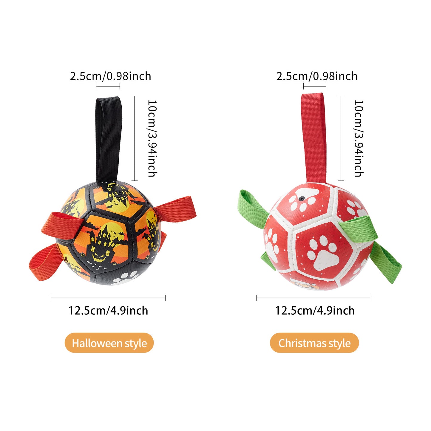 weight  160g  Dog Soccer Balls Toy With Sraps Halloween Christmas Gift For Pets Puppy Birthday Toy Interactive Toys For Tug Of War Water Toys