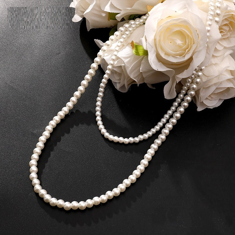 European And American Fashion Big Brand Glass Pearl Long Women's Sweater Chain Jewelry 120g