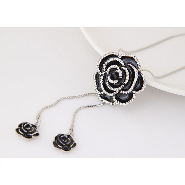 Rose temperament long necklace sweater chain