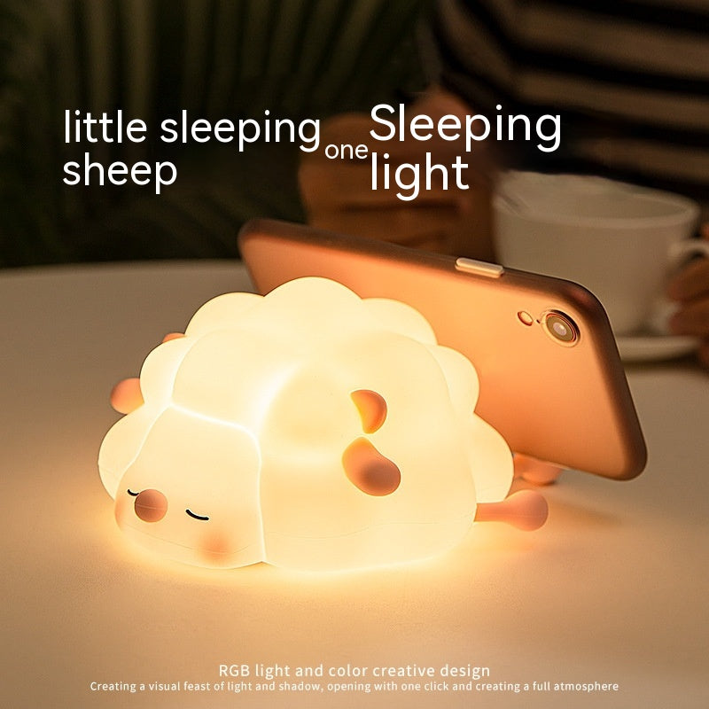 Sheep Silicone Pat Little Night Light Lovely Bedroom Lamp Home Decor 226g