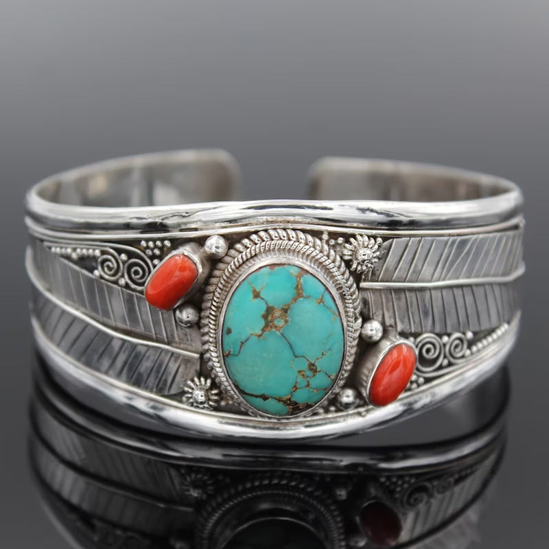 Fashion Jewelry Bohemian Style Turquoise Vintage Pattern Bracelet 50g