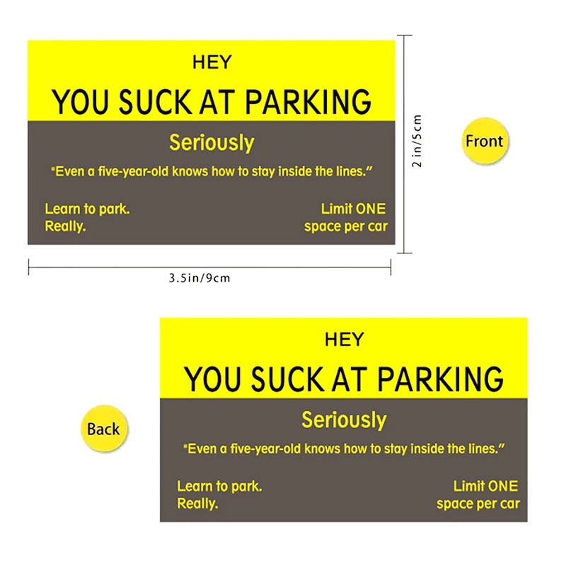 50Pcs Bad Parking Cards You Parked Like An Idiot Funny Cardboard Parking Violation Cards With Multi Violation Reasons