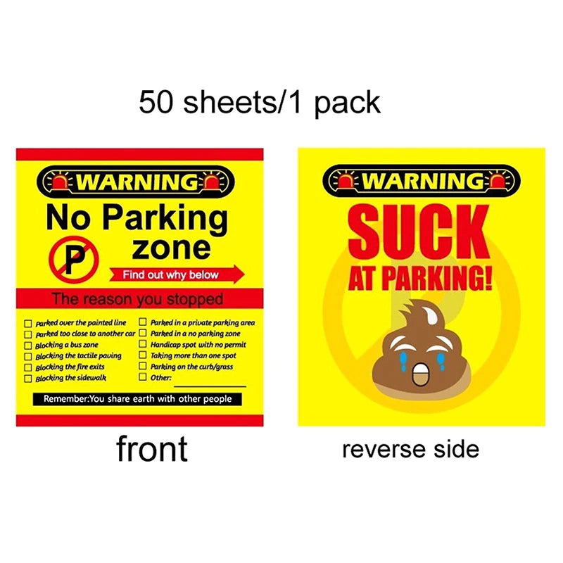 50Pcs Bad Parking Cards You Parked Like An Idiot Funny Cardboard Parking Violation Cards With Multi Violation Reasons