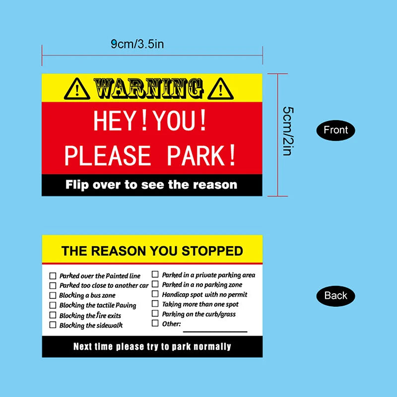 50Pcs Bad Parking Cards You Parked Like An Idiot Funny Cardboard Parking Violation Cards With Multi Violation Reasons