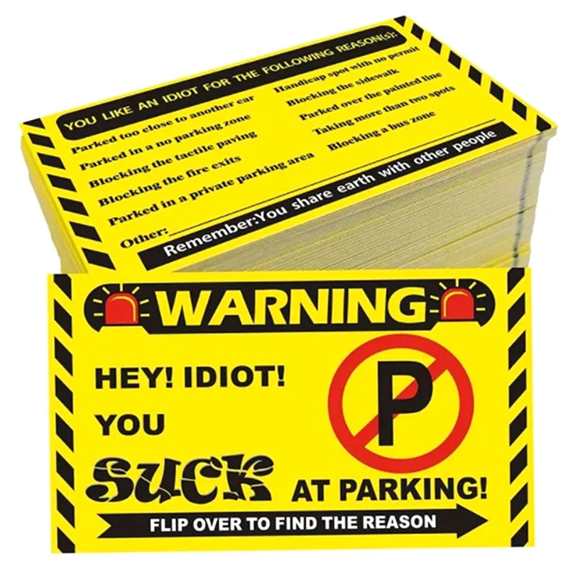 50Pcs Bad Parking Cards You Parked Like An Idiot Funny Cardboard Parking Violation Cards With Multi Violation Reasons