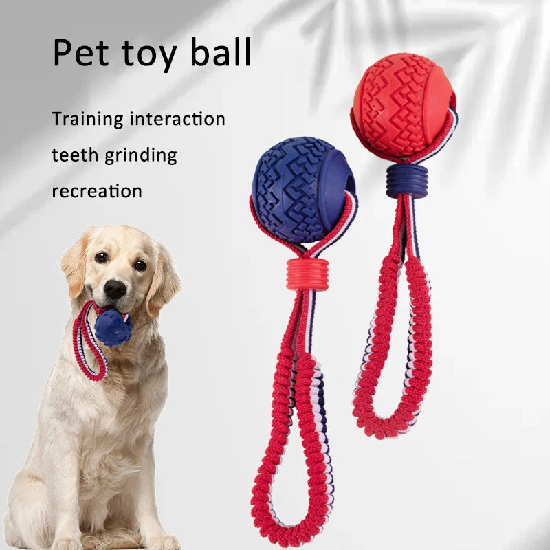 weight 100-170g Interactive Dog Toy Ball Interactive Teether With Rope Dog Ball Pet Supplies Chewing Ball Training For Living Room Lake Beach Pets Products