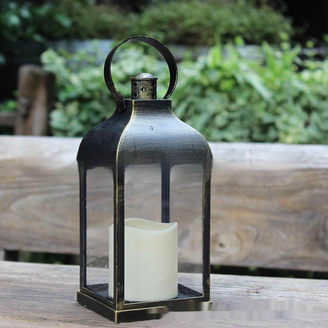 price 9.36 usd weight 430g Fireplace Storm Lantern European Style Candle Light LED Furnishings Christmas Home Lights