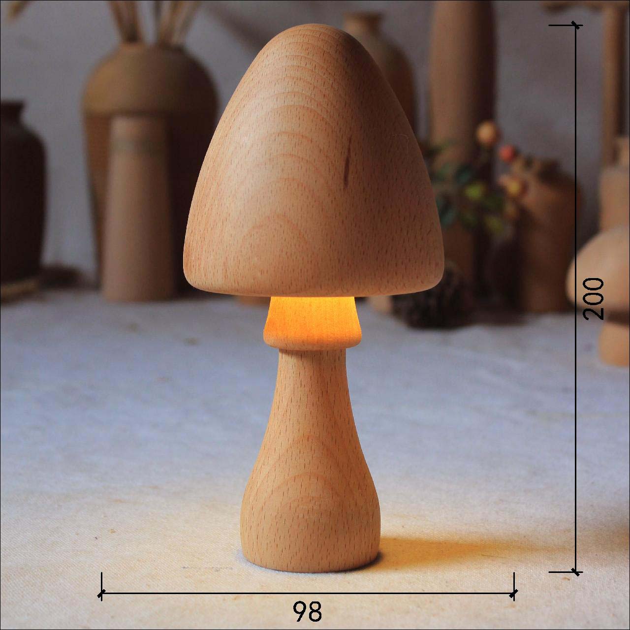 Solid Wood Mushroom Shape Rechargeable Night Light  470g