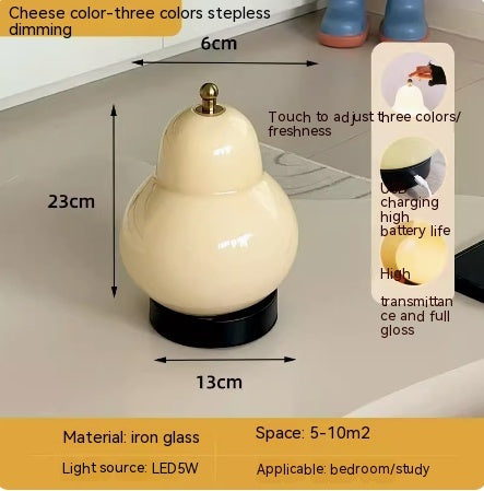 weight 2050g Pear Table Lamp Charging Touch Portable Glass Lamp