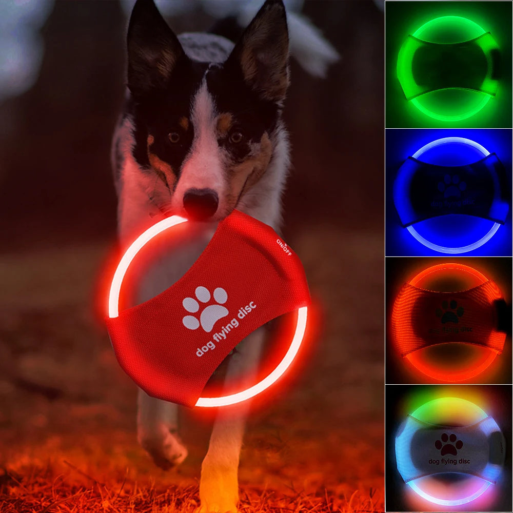 weight 66g Dog Flying Discs Light Glowing LED LuminousTrainning Interactive Toys Game Flying Discs Dog Toy Pet Dog Accessories Pet Products