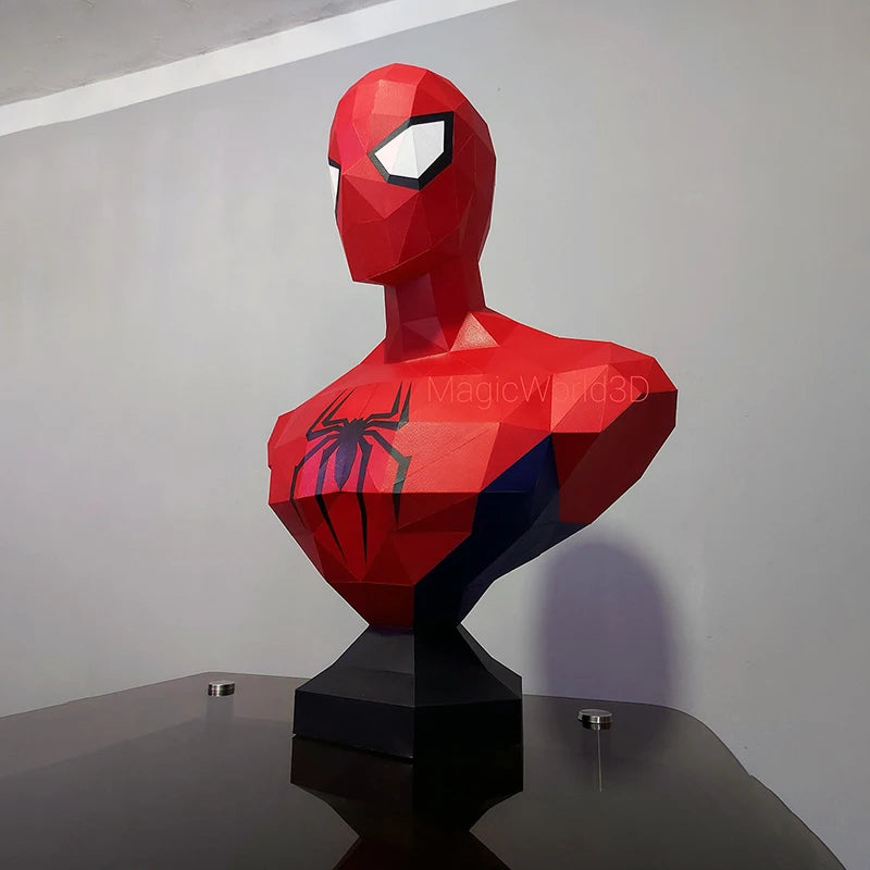 65cm Marvel Spiderman Bust Paper Model DIY Papercraft 3D Sculpture Home Decor Desktop Decoration Hand Made Origami Toys Gifts