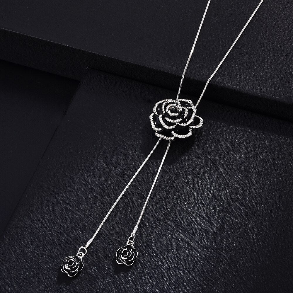 Rose temperament long necklace sweater chain